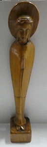 EARLY CARVED WOODEN STATUE HOLY MARY FIGURINE ICON TIMBER SCULPTURE - Picture 1 of 9