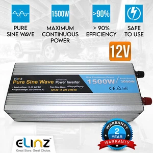 Pure Sine Wave Power Inverter 1500w/3000w 12v-240v AUS Car Boat Caravan Camping - Picture 1 of 10