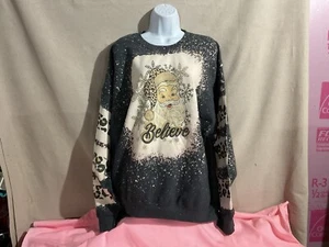 DAMEN WEIHNACHTSMANN SWEATSHIRT MIT LEOPARDENMÜTZE - Bild 1 von 3