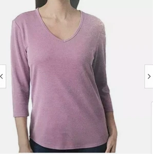SEGMENTS WOMEN'S V-NECK 3/4 SLEEVE BASIC ESSENTIAL SHIRT(CASHMERE ROSE M)NWT - Picture 1 of 2
