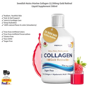 Swedish Nutra Marine Collagen 12,500mg Gold Retinol Liquid Supplement 500ml - Picture 1 of 11