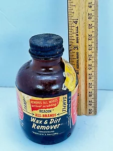 Leuchtfeuer Flasche Braunglas Wachs und Schmutz Entferner Antik 4 Oz Original Etikett - Bild 1 von 6