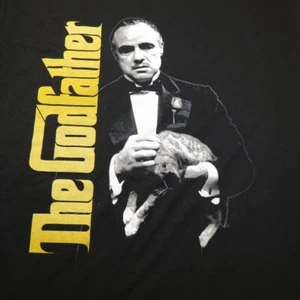 THE GODFATHER MOVIE TEE T SHIRT Mens L Marlon Brando Petting Cat - Picture 1 of 3