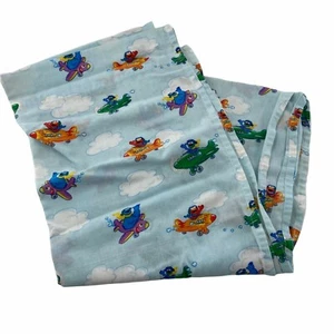 Vintage Crown Crafts Baby Blue Sesame Street Muppet Babies Flat Twin Size - Picture 1 of 3