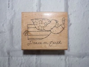 JRL Design Peace on Earth Angel Rubber Stamp Country Christmas Card Making Art - Picture 1 of 2