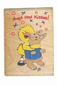 Hugs & Kisses Suzy’s Zoo Hase und Ente süßer Gruß Tiere Holz Stempel - Bild 1 von 4