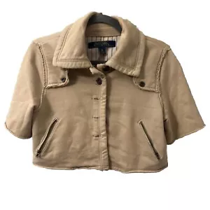 MILLARD FILLMORE Anthropologie Tan Cropped Giacca Manica Corta Donna Tg M - Foto 1 di 4