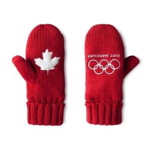 2010 Vancouver Winter Olympics Team Canada Adult SM Red Knit Mittens Ship