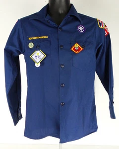Official Boy Scout Shirt with Patches and Pins As Shown 75 Anniversary Pin Sz L - Imagen 1 de 7