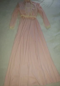 Vintage Maxi Dress Jacket Sz Sm 60s 70s Vintage Gown Light Pink Long EXCELLENT! - Picture 1 of 14