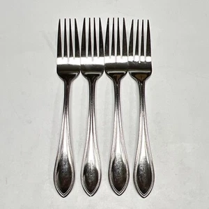 Hampton Silversmiths Stainless Salad Fork Beaded Point Flatware 4Pc Set - Picture 1 of 9