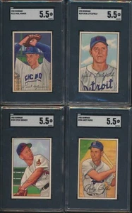 1952 BOWMAN BASEBALL SGC 5.5 EX LOT OF 4 #203 #204 #209 #211 - Picture 1 of 2