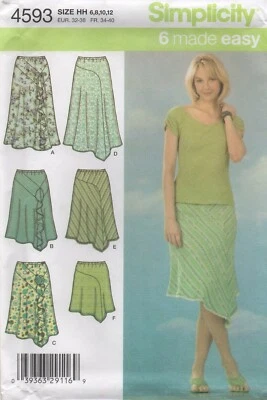 Simplicity Sewing Pattern 4593 EASY Skirt Shaped Hemline Bias Cut Size 6- 12 New - Image 1 of 4