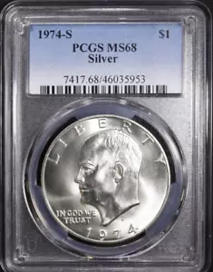 1974 S Silver Eisenhower Dollar PCGS MS68 - Picture 1 of 4