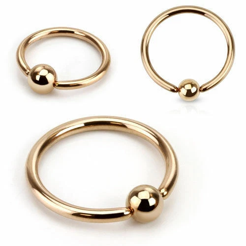 Rose Gold Plated Ball Closure Ring Captive Bead ring Piercing Hoop CBR - Image 1 of 1