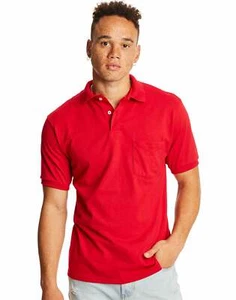 Hanes EcoSmart Men's Pocket Polo Shirt, 2-Pack - Picture 1 of 29