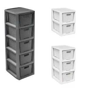 Storage Unit with Basket Drawers Tower Cabinet 4 Sizes S - XL 2 Colours Portable - Picture 1 of 42