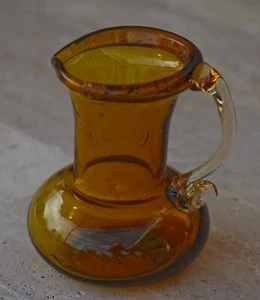 Mini jarra de vidrio Blenko vintage 3 1/3" H ámbar años 60 hecha en EE. UU. - Imagen 1 de 5