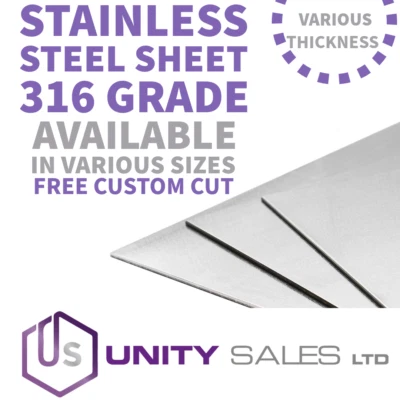 STAINLESS STEEL SHEET 316 GRADE DP1- VARIOUS SIZES & THICKNESS - FREE CUSTOM CUT - Image 1 of 4