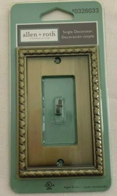 Cubierta de placa de interruptor único tejido de canasta ALLEN + ROTH acabado de latón envejecido #0326003  Foto 1 de 2