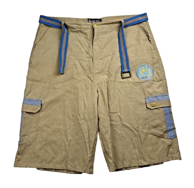 Шорты карго Red Ape мужские 44 бежевые мешковатые хип-хоп Y2K подпоясанные - Изображение 1 из 4