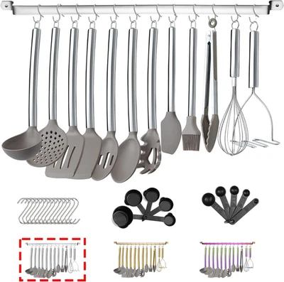 38 Pezzi Set Di Utensili Da Cucina Con Portautensili, Testa In Silicone E Manico - Immagine 1 di 4