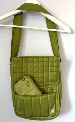 Juego de bolsa y billetera ~ Bandolera vintage acolchada verde cartera pañal de viaje Foto 1 de 4