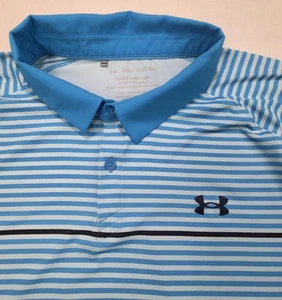 Under Armour Iso Chill Golf Polo Men 2XL Stripe Print Nylon Stretch Limited Use - Picture 1 of 8