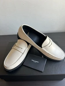 Mocassini SAINT LAURENT donna bianco EU 37,5 US taglia 7 - Foto 1 di 3