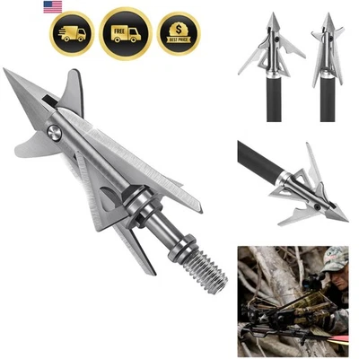 Tiro con Arco Cabeza Ancha 4 Hojas Mecánico Caza Cabeza Ancha Paquete de 4 Granos 100/125 Foto 1 de 4