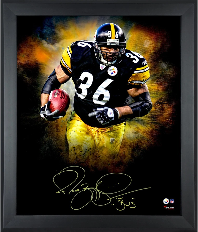 Foto em foco assinada por Jerome Bettis Pittsburgh Steelers 20"" x 24"" - Imagem 1 de 1