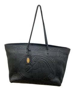 FENDI Horse Motif Tote Bag Black Leather - Picture 1 of 8