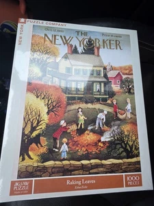 New York Puzzle Company The New Yorker Raking Leaves 1000 Piece Puzzle SEALED - Picture 1 of 2