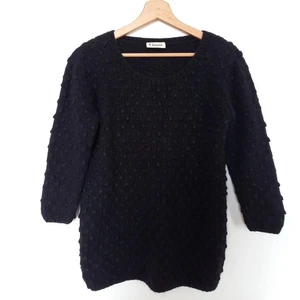 Ganni Gr. S schwarz Bommelstrick 3/4 Arm Pullover Angora Wolle reich - Bild 1 von 7