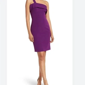 Marina Dark Purple One Shoulder Dress Size 4 NWT - Picture 1 of 14