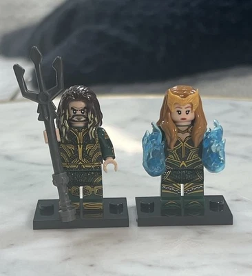 Lego AQUAMAN + MERA Lote de Minifiguras Impresas Personalizadas DC Comics Snyder Foto 1 de 2