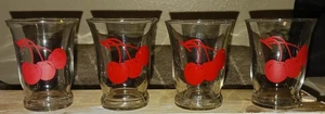 Vintage MCM Libbey Red Cherries DoubleShot Glass Juice “Cherry Rockabilly” 1960s - Picture 1 of 2