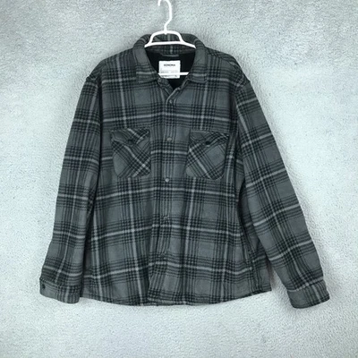 Jaqueta Sonoma Masculina XL Cinza Preta Xadrez Sherpa Forrada de Lã Bolsos Frontais Snap - Imagem 1 de 4