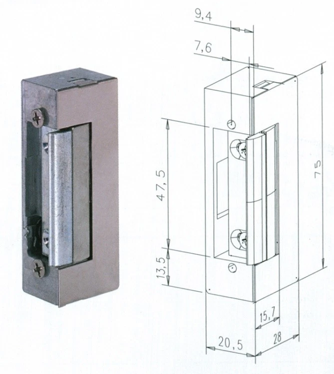 Gâche électrique 10/24V à émission EFF EFF à larder - Décondamnation manuelle - Photo 1/1