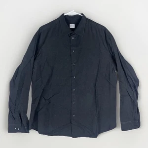 Armani Collezioni Mens Black Patterned Button Up Dress Long Sleeve Shirt XXL - Picture 1 of 6