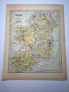 Mapa colorido de Irlanda 1898 Fm 1898 nuevo atlas mundial sin igual VER DESCRIPCIÓN - Imagen 1 de 3