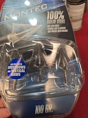 G5 Montec 100 Gr. Fixed Broadhead Compound & Crossbow 100% Solid Steel  - Image 1 of 3