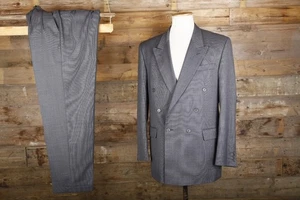 Dicaprio Double breasted  suit 42L 36W 32L grey birdseye check - Picture 1 of 11