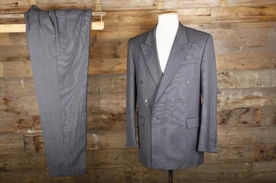 Dicaprio Double breasted  suit 42L 36W 32L grey birdseye check - Image 1 of 4