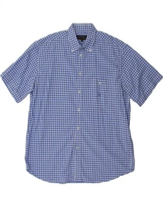PAUL & SHARK Mens Short Sleeve Shirt Size 44 17 1/2 XL Blue Check Cotton DL47 - Picture 1 of 3