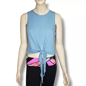 Lululemon Time To Restore Tank Womens 4 Blue Crop Tie BackTop - Picture 1 of 6