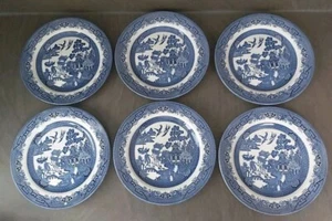 6 piatti vintage Churchill blu bianco modello salice made in England 26 cm - Foto 1 di 18