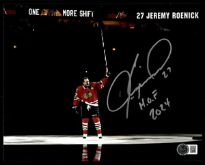 FOTO FIRMADA POR JEREMY ROENICK 8X10 INSCRITA "HOF 2024" BAJO CERTIFICADO DE AUTENTICIDAD BLACKHAWKS - Imagen 1 de 1