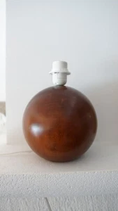 Lampe à poser boule bois massif IMT Italy Mid Century 70s Wood Table Lamp - Imagen 1 de 11