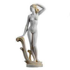 Dea greca Afrodite Venere nuda Statua in alabastro dipinta a mano tono oro...